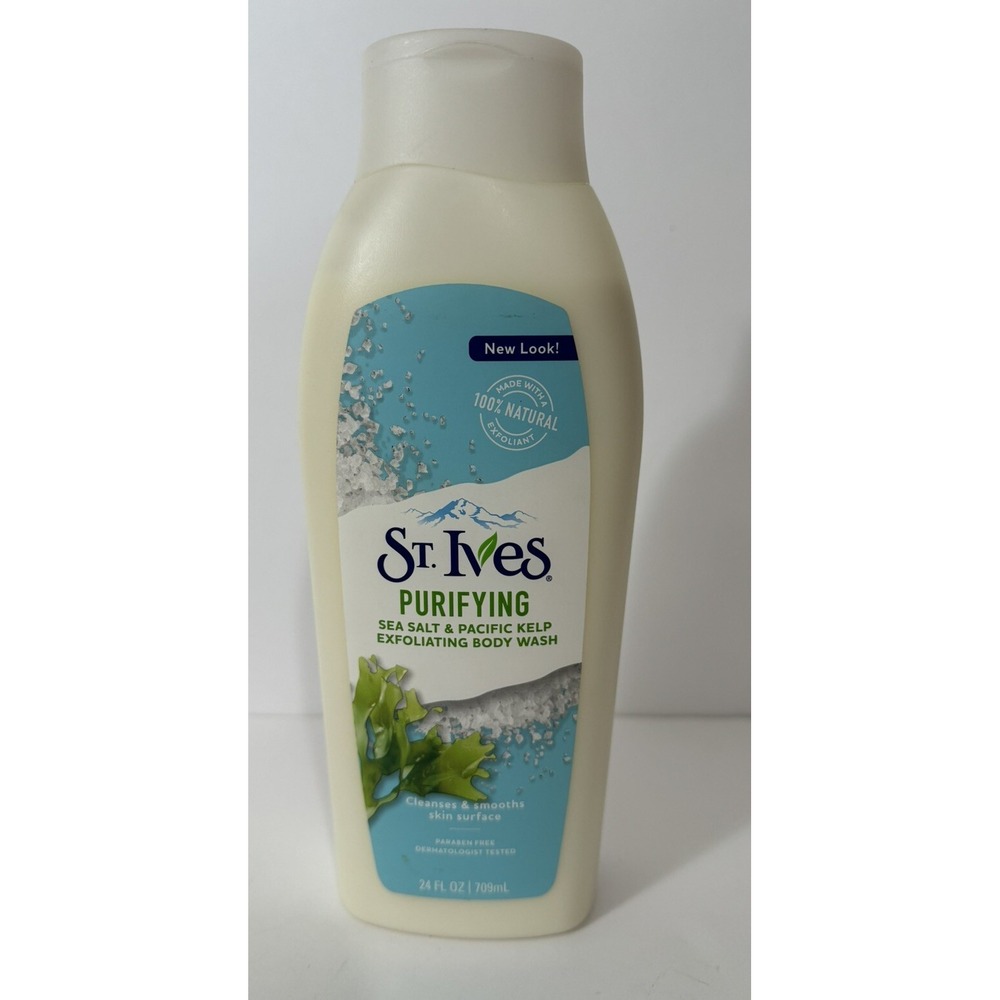 1-St. Ives Purifying Sea Salt & Pacific Kelp Exfoliating Body Wash 24 oz NEW